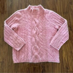 Liz Claiborne Sport Angora/Wool Blend Pink Sweater size Petite Medium